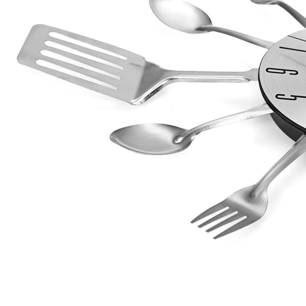 

Metal Wall Clock Silver Cutlery Design Kitchen Clocks 32cm Modern Fork Spoon Creative Decor Wall Clock Kitchen Clocks