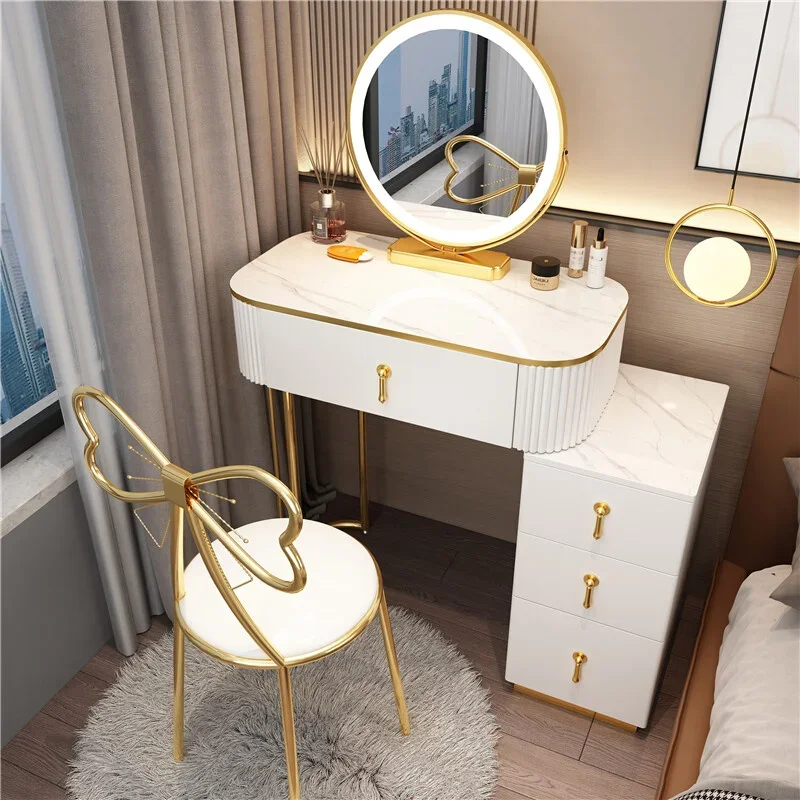 Simple Drawer Chair Dressing Table Makeup Led Drawer Cosmetic Dressing Table Bedroom Cabinets Toiletries Tables