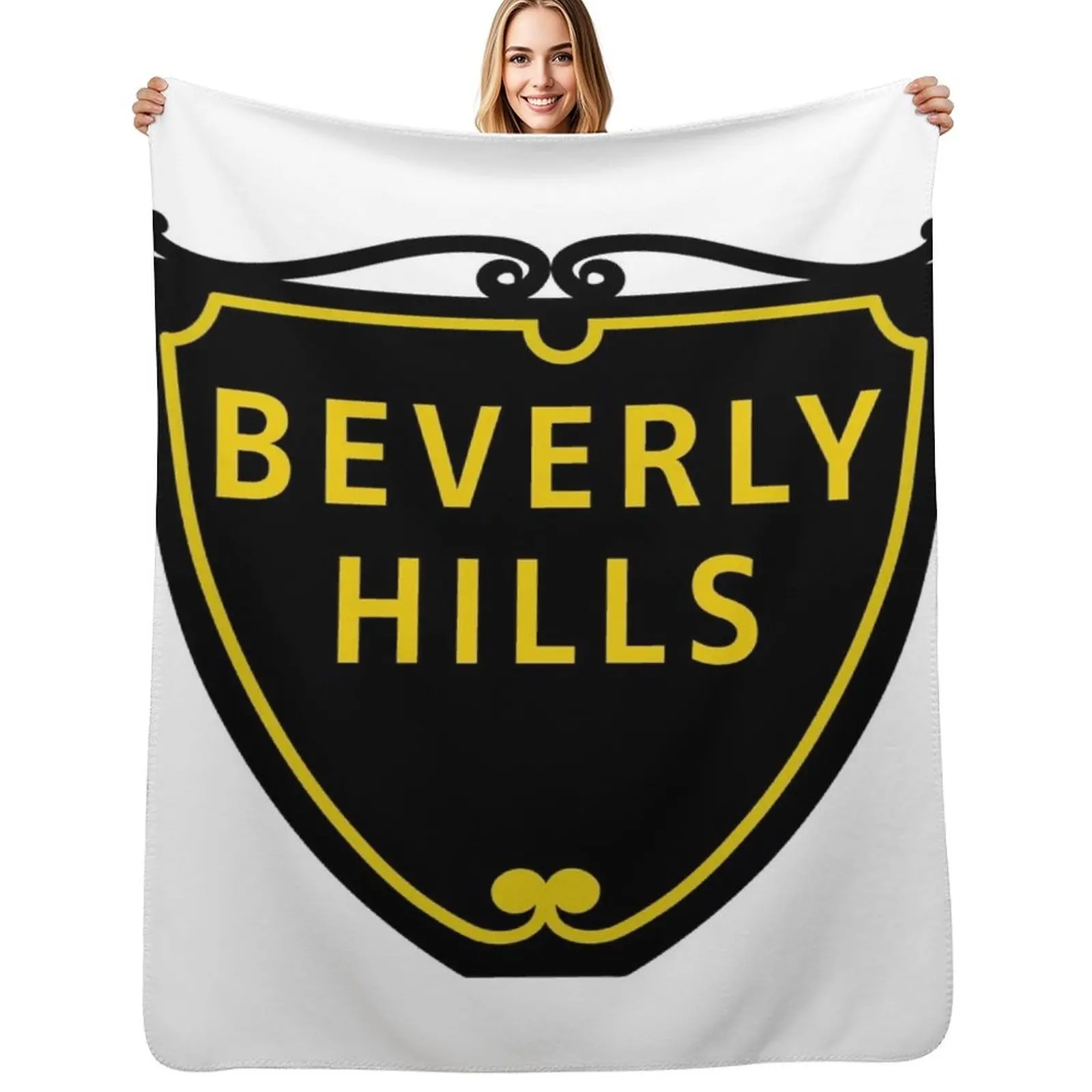 

Beverly Hills Street Sign Throw Blanket Faux Fur Soft Warm Blanket for Bed