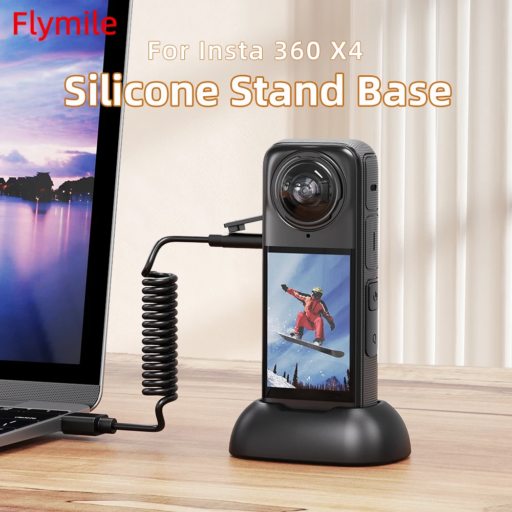 Desktop Base For Insta360 X4 Camera Support Base Stand Quick Release Silicone Mount Portable Vlog Photography Camera Accessories