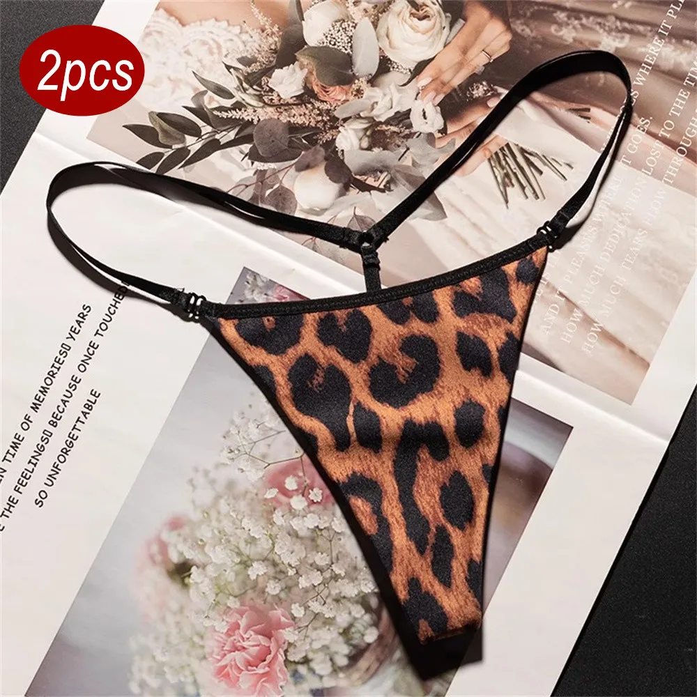 

2 шт., хлопковые стринги с леопардовым принтом/змеей/тигра, женское сексуальное бесшовное нижнее белье, тонкий пояс, стринги, трусики для фитнеса с Т-образной спинкой