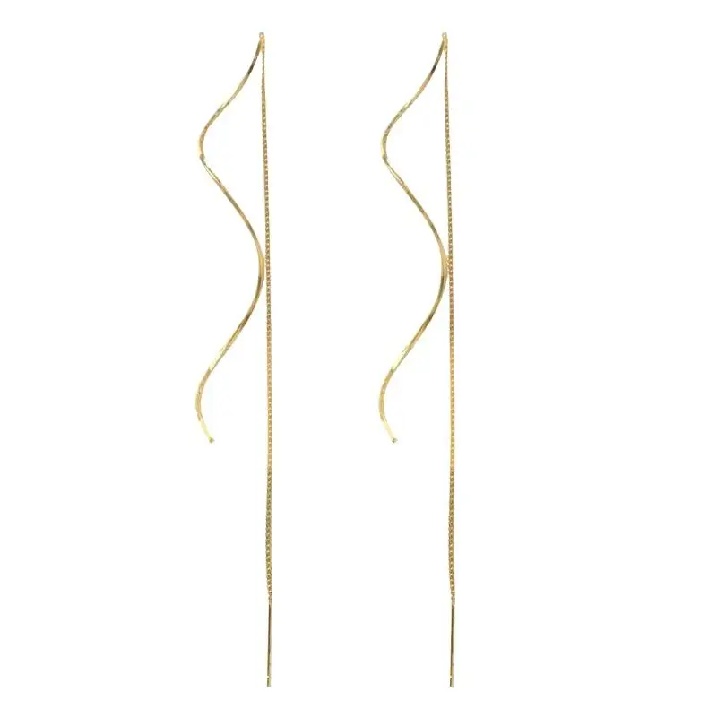 2 قطعة أزياء المرأة الخفيفة الفاخرة شرابة طويلة موجة أقراط مجوهرات اكسسوارات مناسبة لهدايا مهرجان تاريخ الحفلات #1