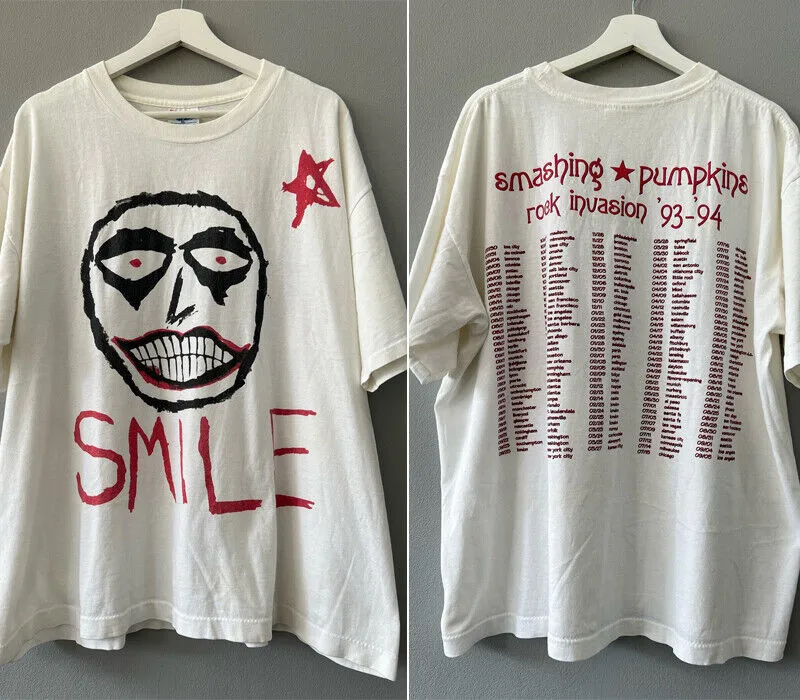 Smashing Pumpkins band Tour 93-94 Rock Invasion SMILE T shirt