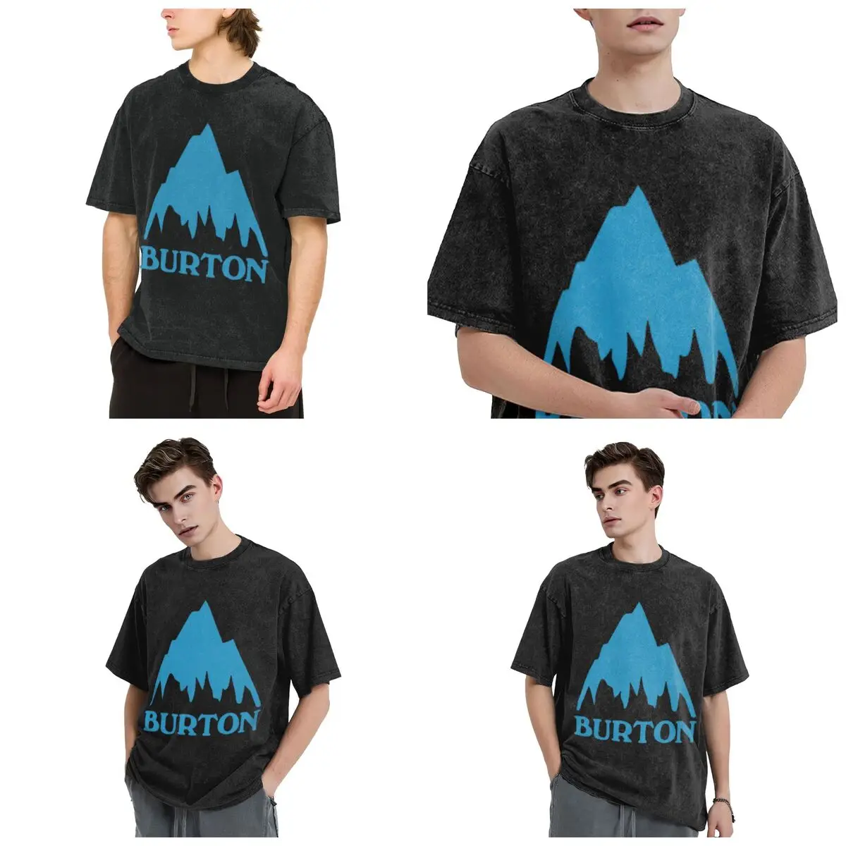 Streetwear T-Shirts Burton Snowboard Sportive Washed T Shirt Short Sleeve Hip Hop T-Shirt Tops Tees for Men Women