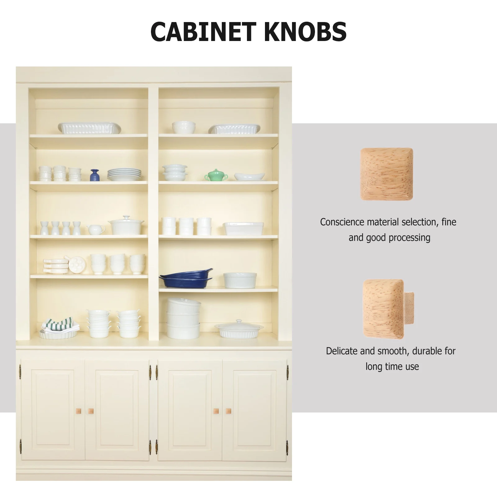 

10Pcs Wooden Cabinet Knobs Solid Wood Drawer Handles Square Door Pull Handles Household Knobs Cupboard Closet Easy Install