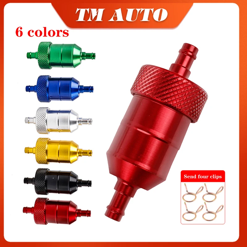 6Color Universal 8mm 5/16'' Motorcycle Fuel Filter Car Petrol Diesel Inline for Motorcycle Scooters Chrome Aluminum Fuel Filters