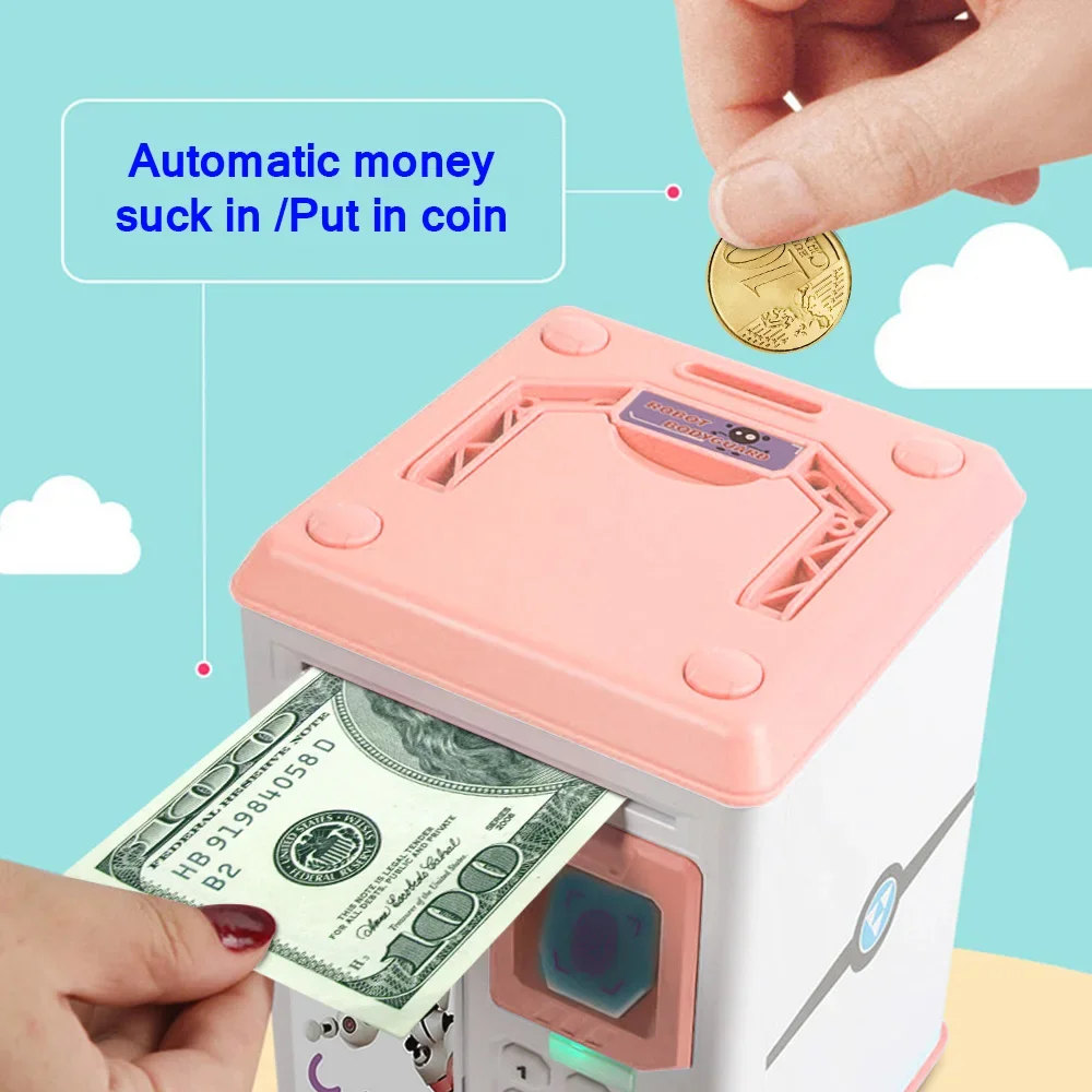 Electronic Piggy Bank Fingerprint ATM Password Money Box Children Digital Coins Saving Safe ATM Machine Birthday Gift For Kids