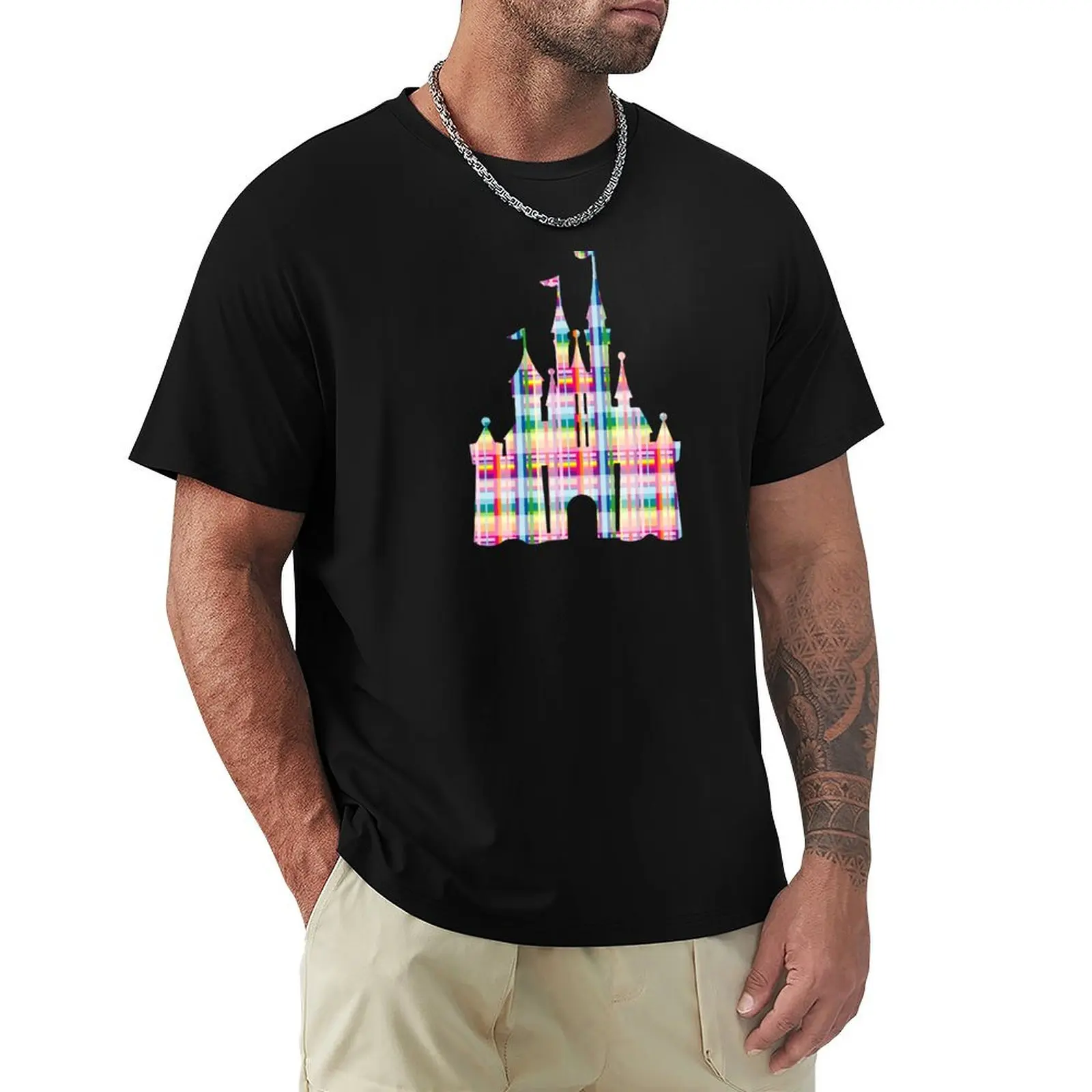 

Colorful castle my happy place T-Shirt Work Daily Short Sleeve Top