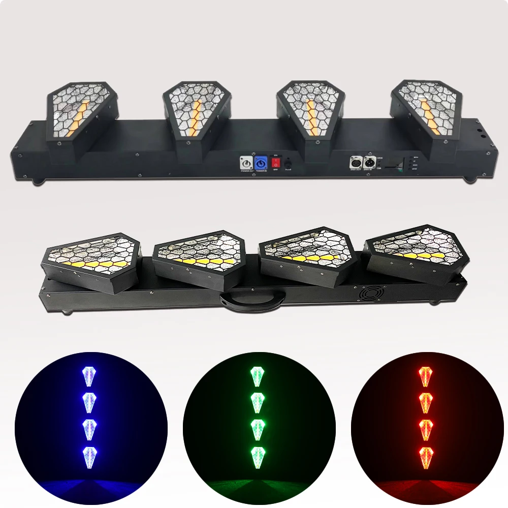 

YUER LED 4x80w Amber + 48PCS RGB LED Strobe Stand Floor Concert Bar Background Effect Wash Retro Lighting Dj Disco Stage Effect