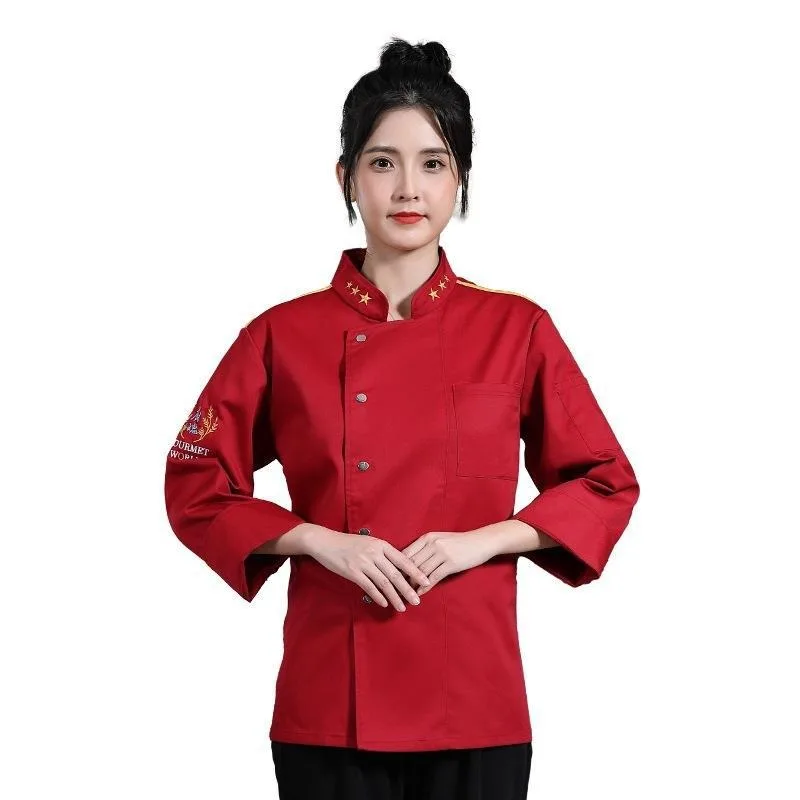 Mono de Chef de manga larga, ropa de cocina y espalda, Catering chino y occidental, ropa de Chef de Hotel para hombres