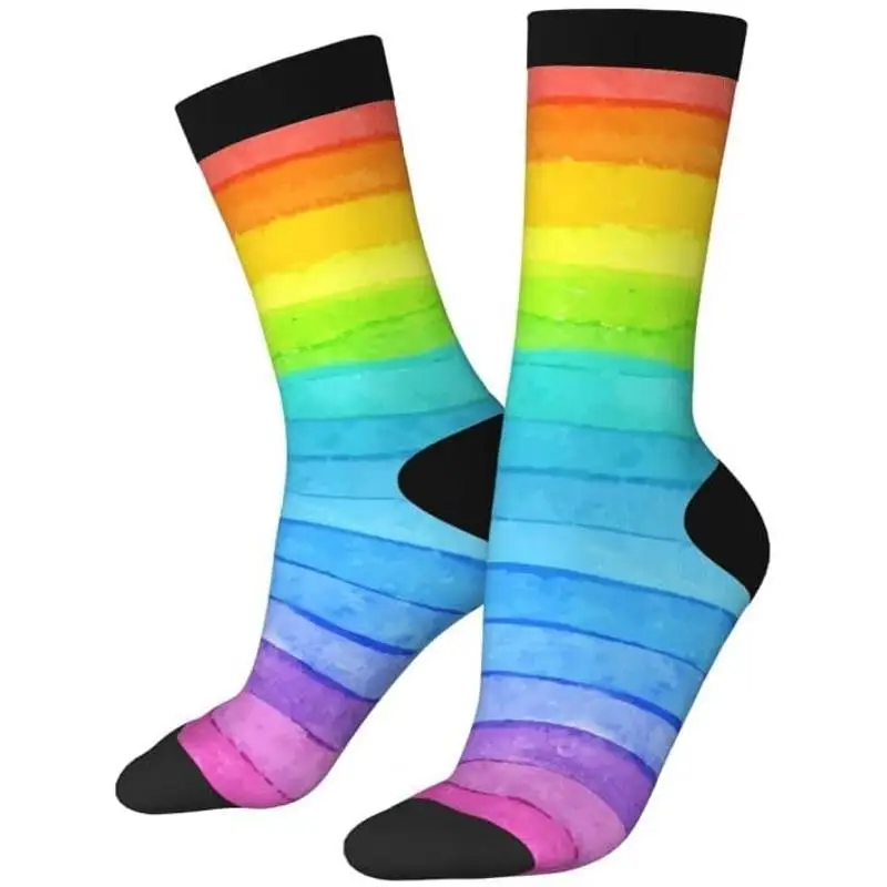

Акварельные носки в радужную полоску, носки с 3D принтом, новые спортивные носки для школы, спортивная повседневная одежда