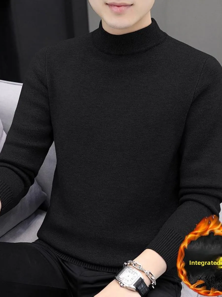 

Thiened Knitted Sweater for Men High Ne Pure Color Trendy Woolen Clothes Spring Autumn Winter f High Collar Regular Sl...