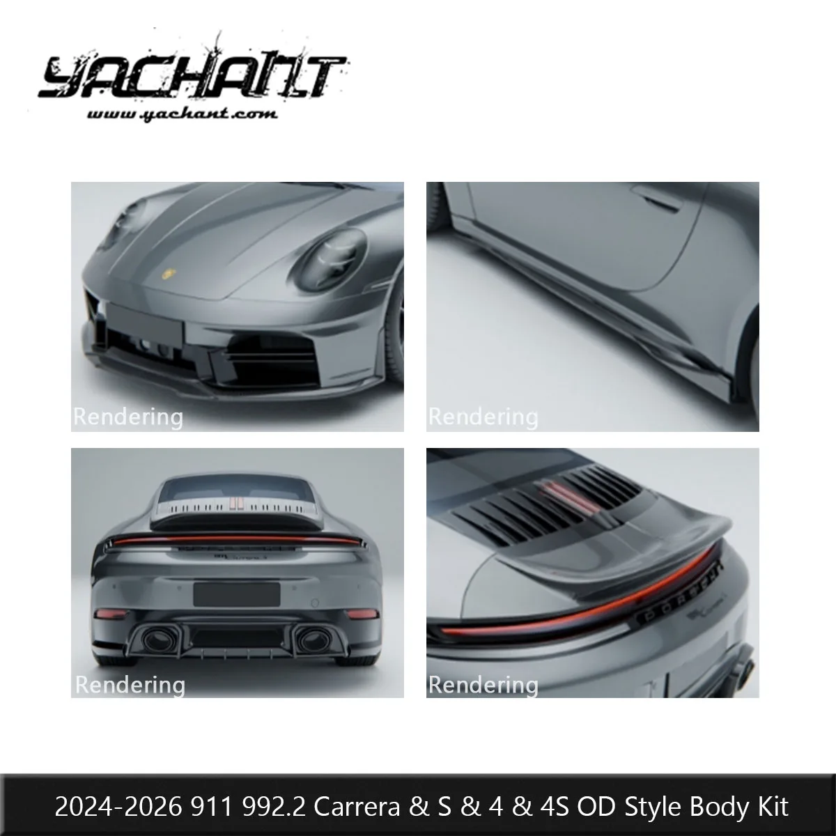 Dry Carbon Fiber OD Style Body Kit Fit For 2024-2026 911 992.2 Carrera S 4 4S Parts Sold Separately Front Lip Rear Diffuser
