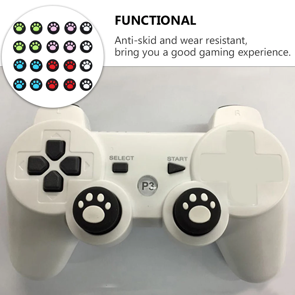 

20Pcs Cat Claw Silicone Joystick Covers Non Slip Thumb Grip Caps for Game Machine Joystick Protective Cover Thumb Stick Cover