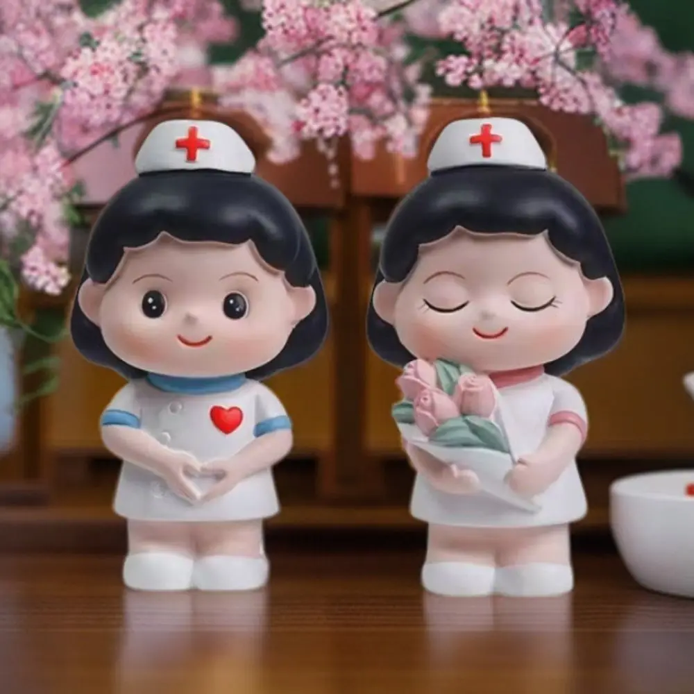 Cartoon Resin Nurse Figurine White DlY Doctor Garage Kit Doctor Nurse Model Statue Photography Props