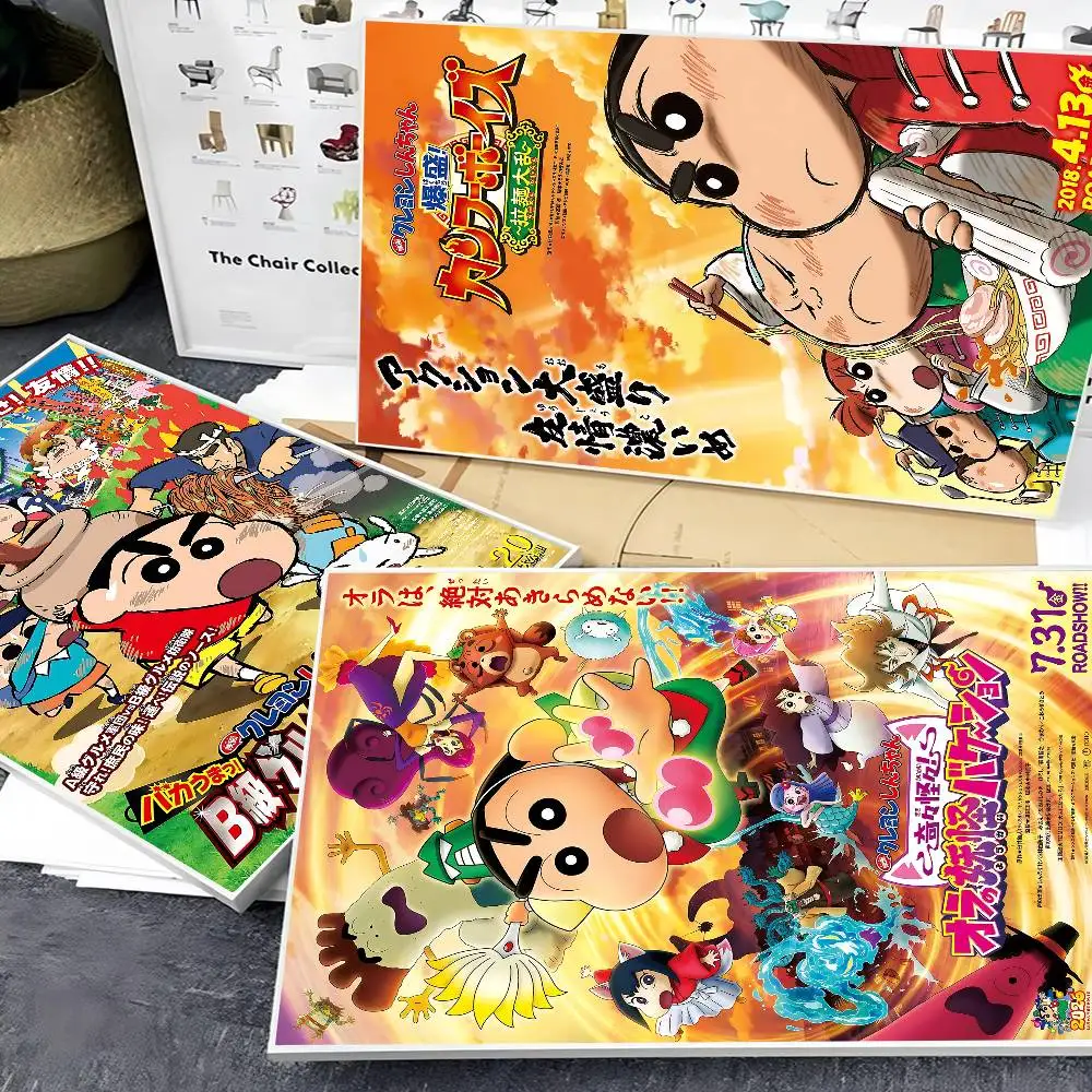 Cartoon C-Crayon S-Shin-chan Classic Vintage Posters Decoracion Painting Wall Art White Kraft Paper Kawaii Room Decor