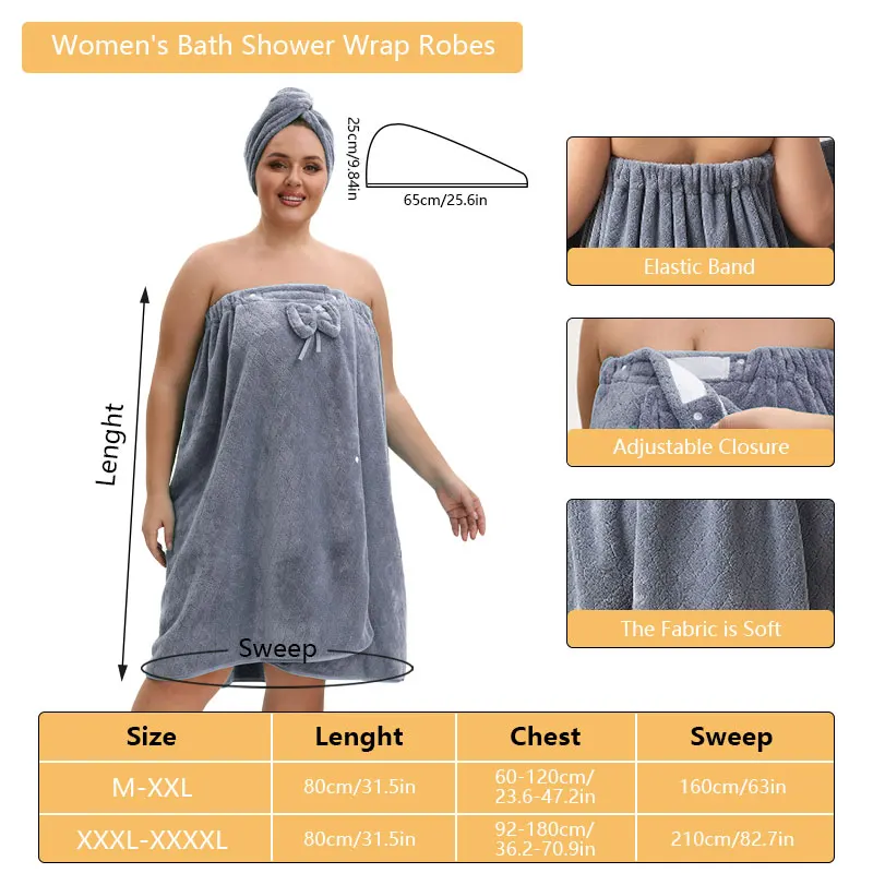 Women's 2-Piece Extra-Large Adjustable Bath Skirt & Princess Shower Cap Set (2 Sizes)