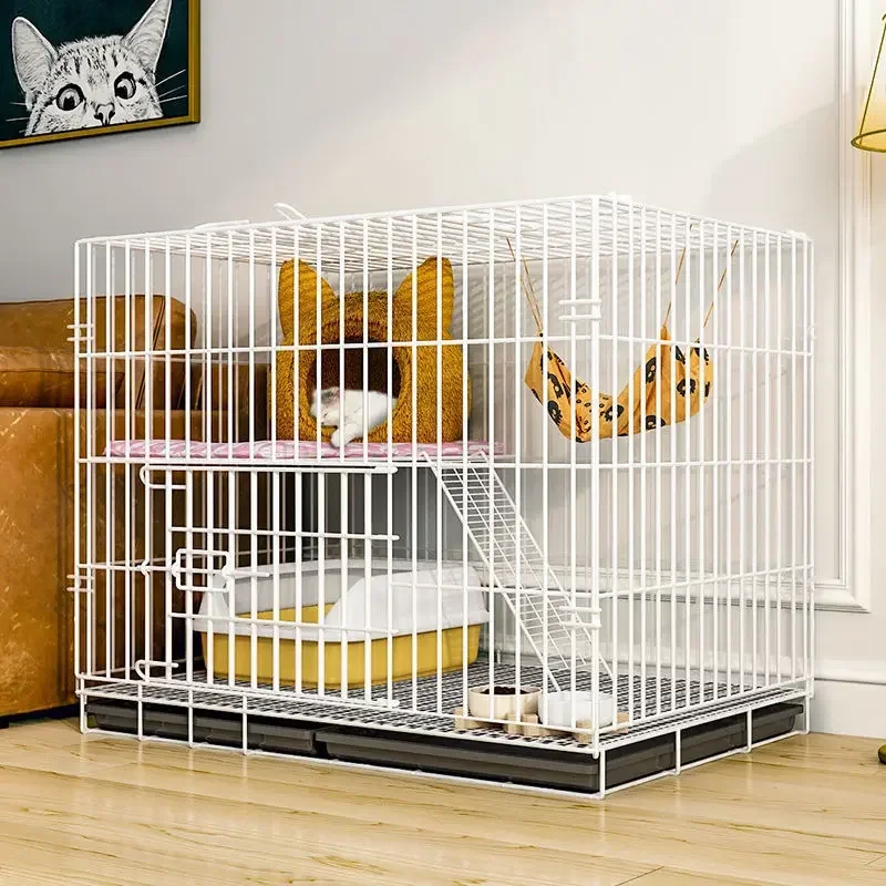 2 Tier Indoor Cat Cage DIY Pet Playpen Detachable Metal Kennel Cat House Encryption Net Kitten Cage Large Extra Exercise Place