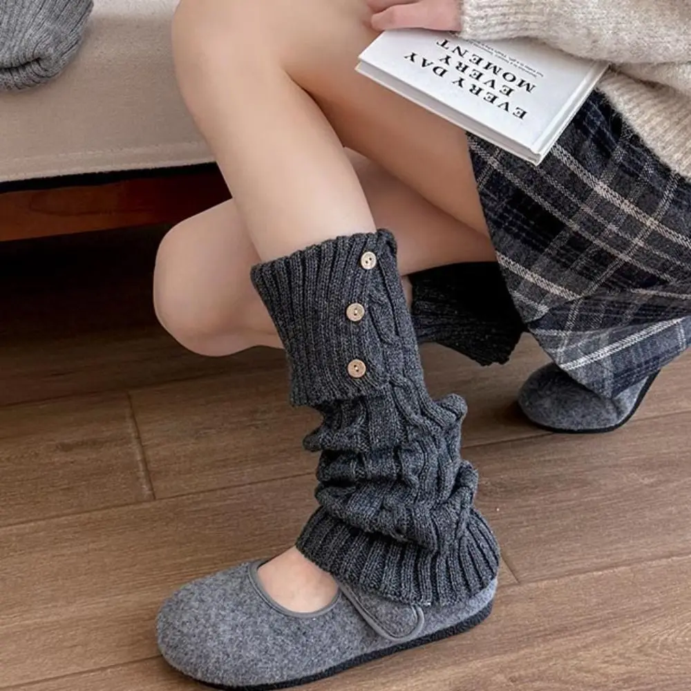 Cute Harajuku Children's Leg Warmers Solid Color Japanese Style Lolita Knitted Socks Sweet Kawaii Long Socks Autumn