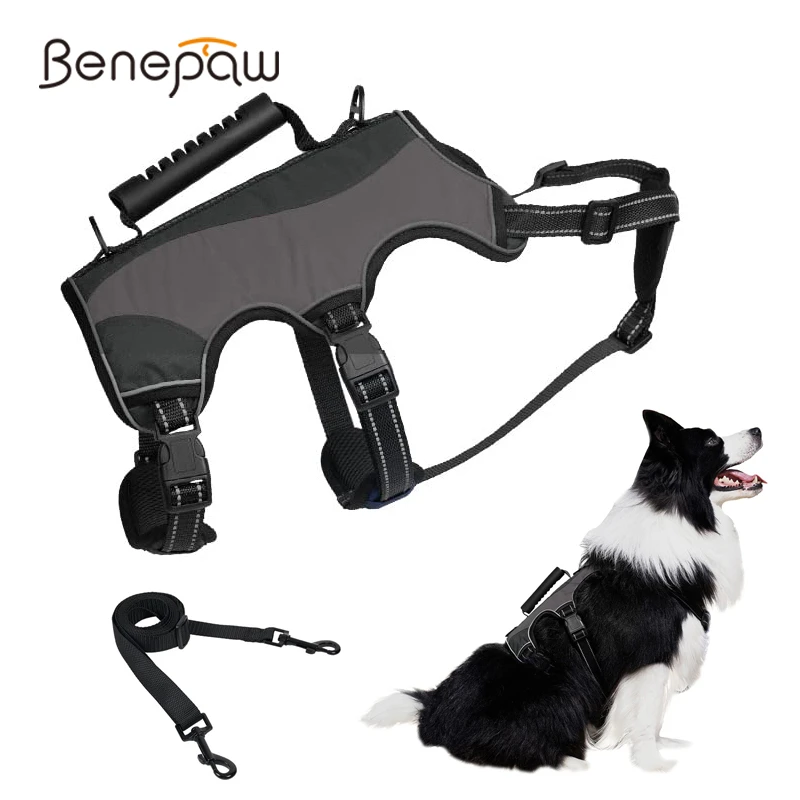 

Benepaw No Pull Tactical Dog Harness Leash Set Sturdy Reflective Training Pet Harness Easy Control For Small Medium Large Dogs