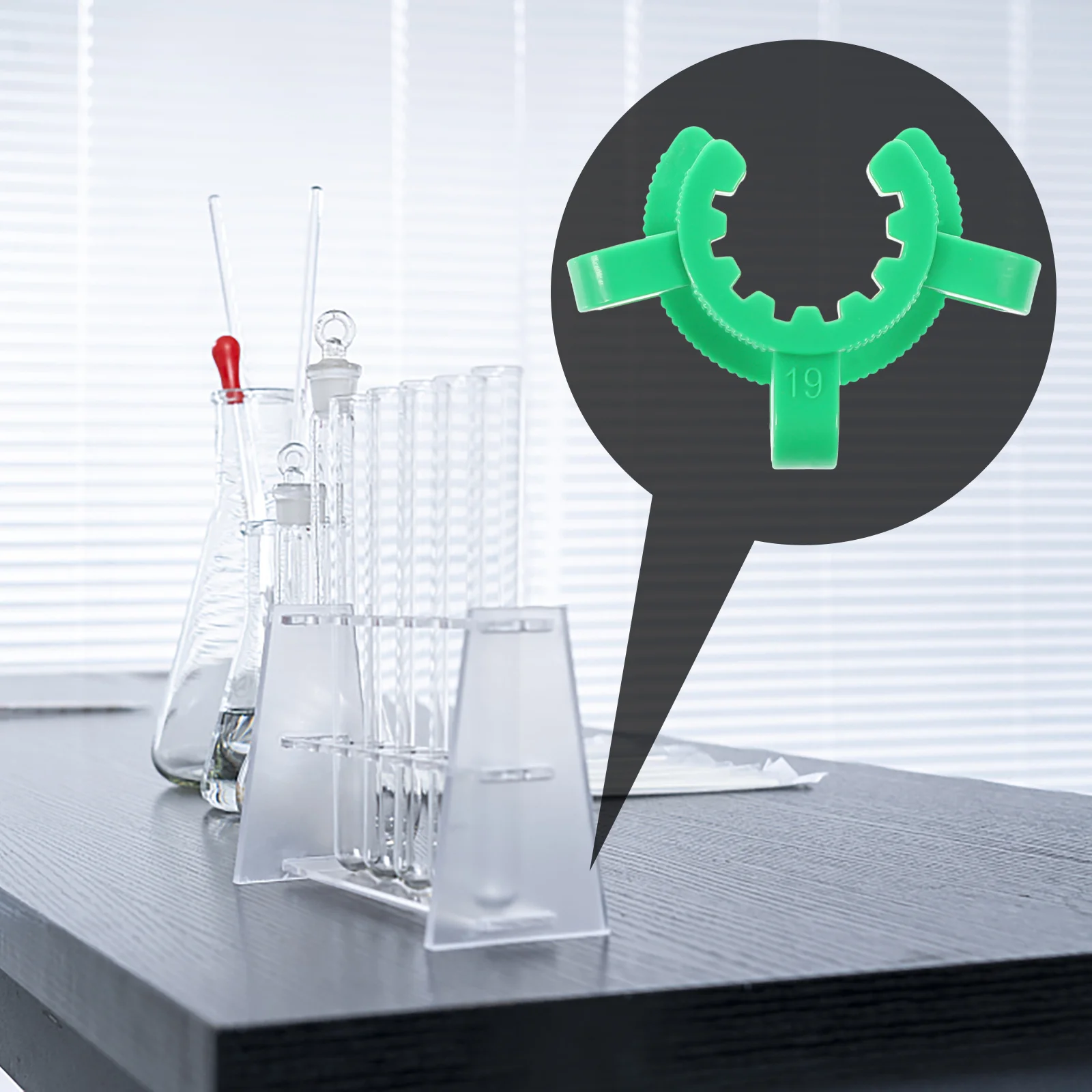 12 قطعة أنبوب اختبار المشابك البلاستيكية للمختبر عقد قوي قارورة مخروطية المثبت مقاومة للتآكل الزجاج الأرضي