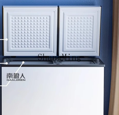 ZYY فريزر بدرجة حرارة مزدوجة منزلية صغيرة بباب مزدوج مجمدة لحفظ الطعام الطازج وموفر للطاقة