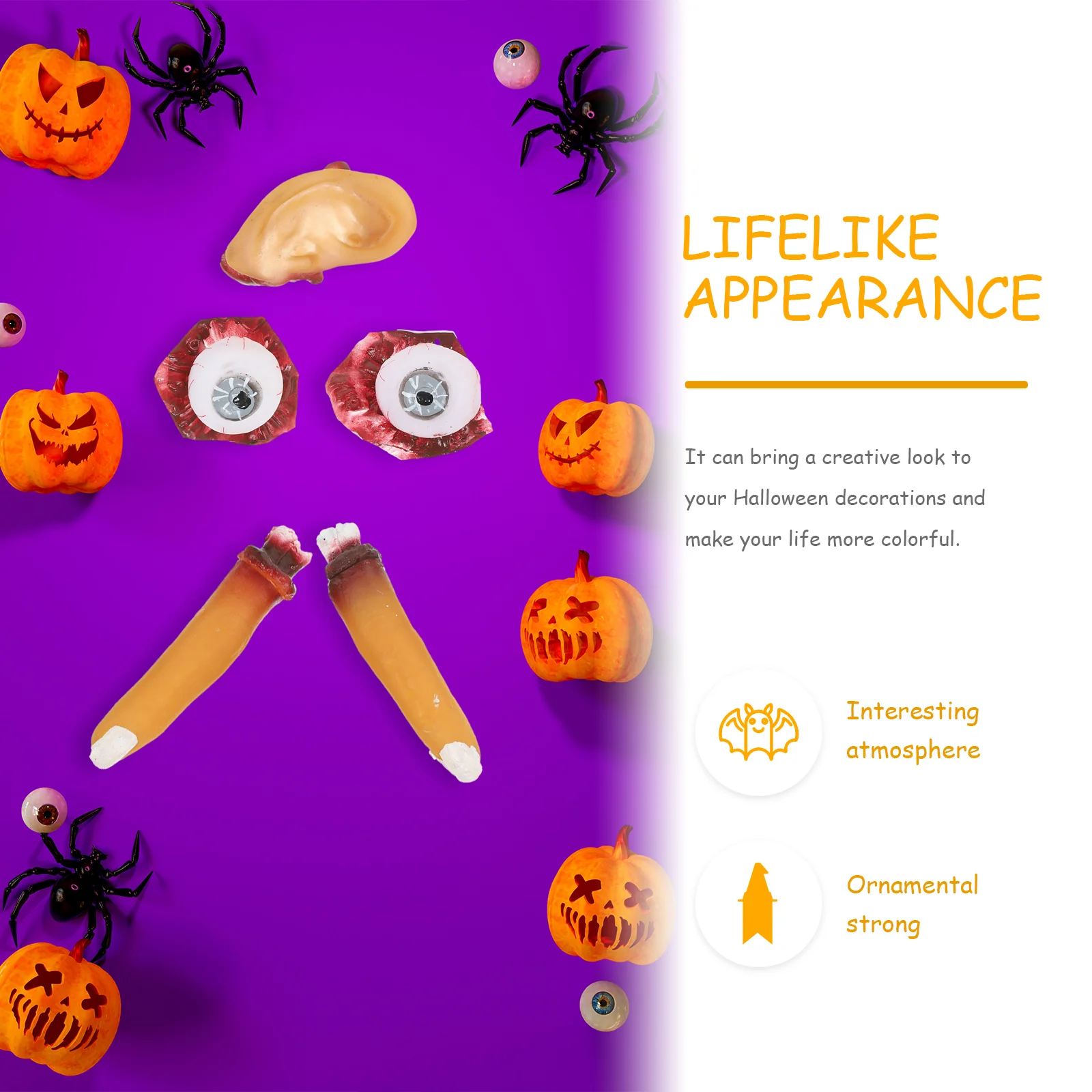 4-delige blazers Halloween orgel rekwisieten decor nep oogbollen bloedig oor plastic simulatie lichaam