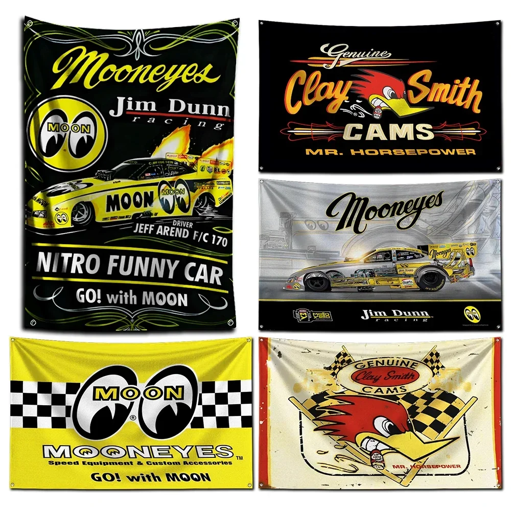 3x5 Ft Mr.Horsepower Clay Smith Cams Mooneyes Flag Polyester Digital Printing Banner For Garage or Out door Decoration