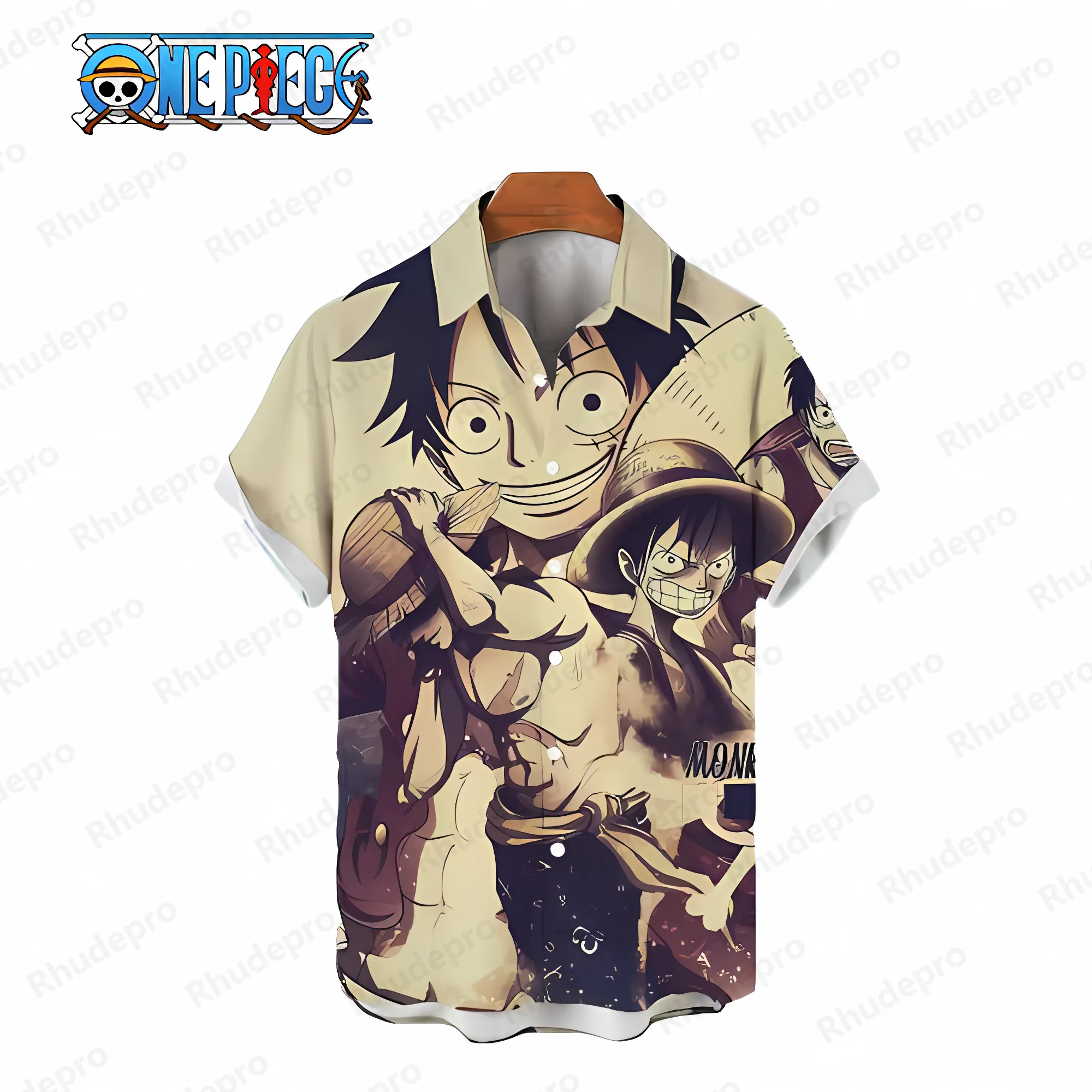 Blouse Monkey D Luffy Oversize Elegant Shirt Man One Piece Y2k Tops Men's Shirts Hawaii Blouses Harajuku Social Leisure HD Print