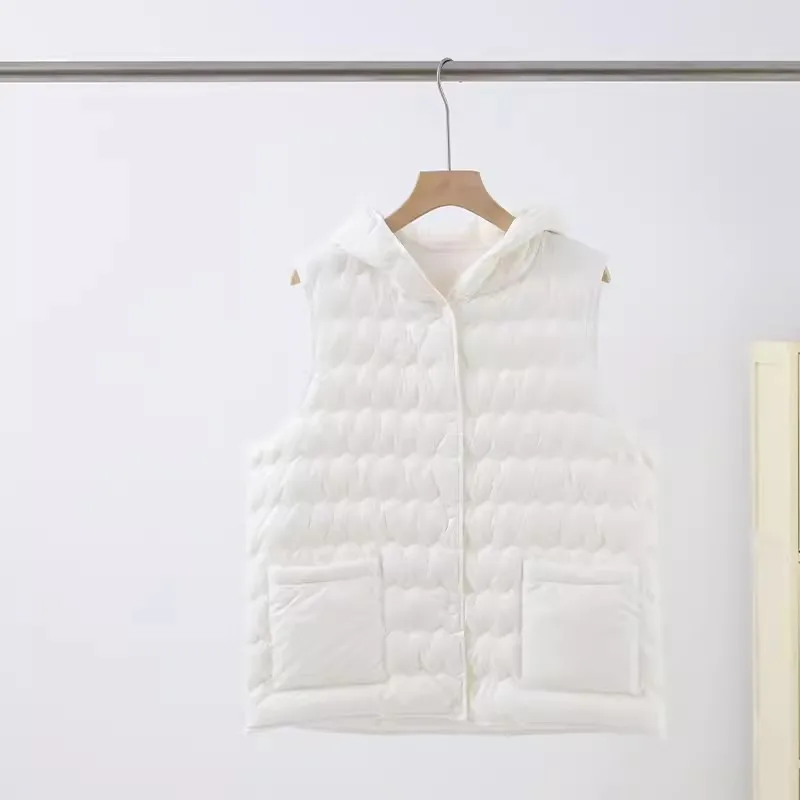 Winter warme Kapuze Daunen weste Jacke Frauen ultraleichte weiße Ente Daunen weste Mantel weibliche ärmellose kurze Tank Parkas