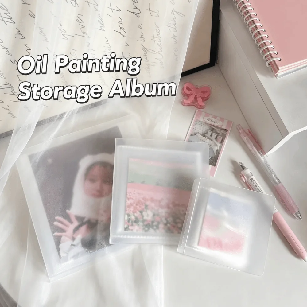 Square Oil Painting Storage Album Waterproof Double Sides Pockets Photo Album Binder Transparent Photocards Collect Holder