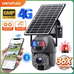 SHIWOJIA 4G Solar Camera 3K 6MP 36X Zoom Dual Lens Humanoid Tracking Outdoor WIFI Camera Meta Quality Waterproof CCTV 12000mA