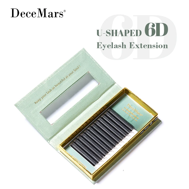 ملحقات رموش 6D على شكل حرف U من DeceMars (12 خطًا/صينية) مجموعة حجم ممتاز