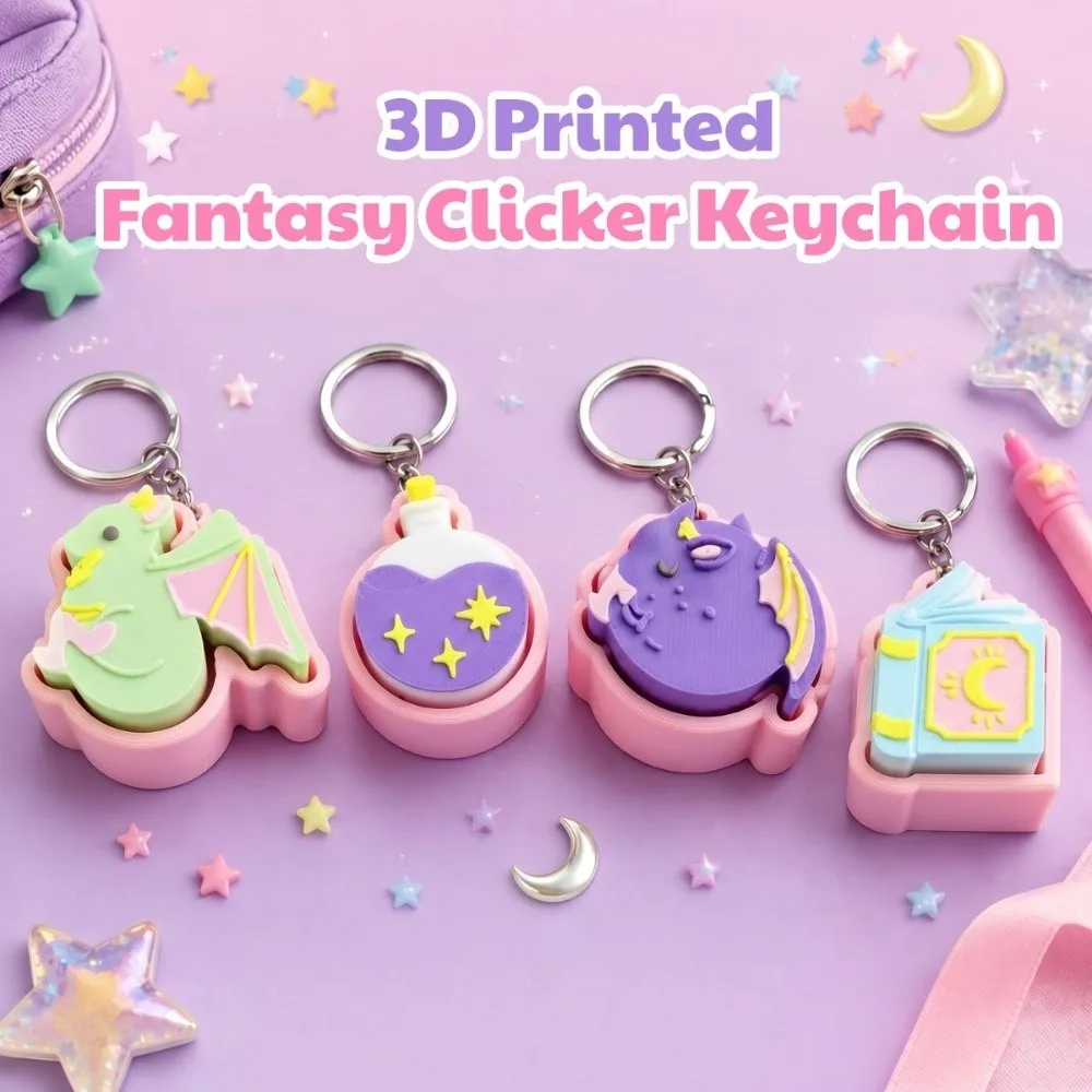 3D Printed Fantasy Flying Dragon Clicker Keychain Keyboard-style Creative Special Shape Keycap Pendant Decorative Funny