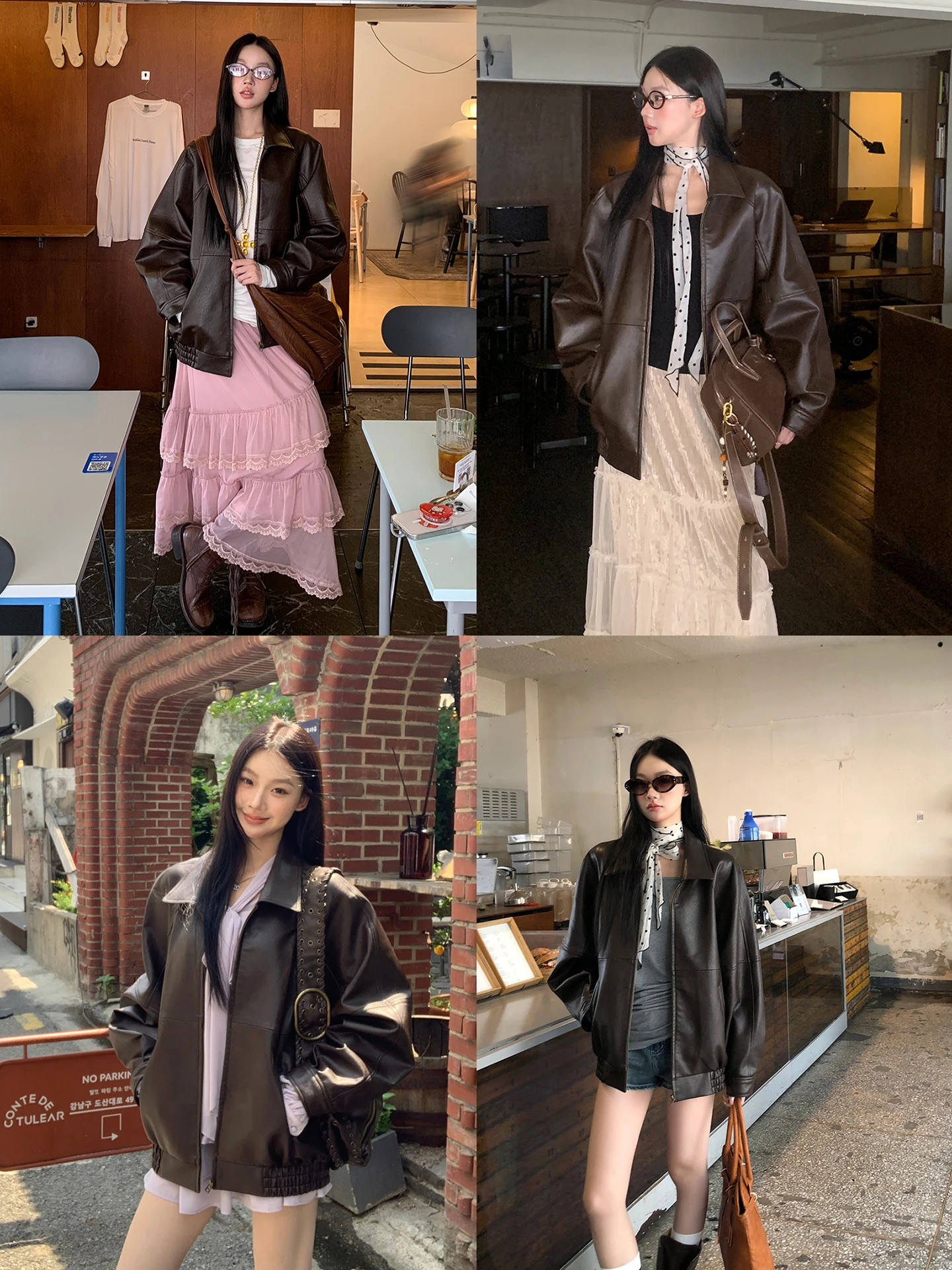 

Cool ort Ce Коричневый кожаный джет женский Sle 2025 New Faion Уникальная красивая фреска Jaet Straight Tube Ape Long Sl...