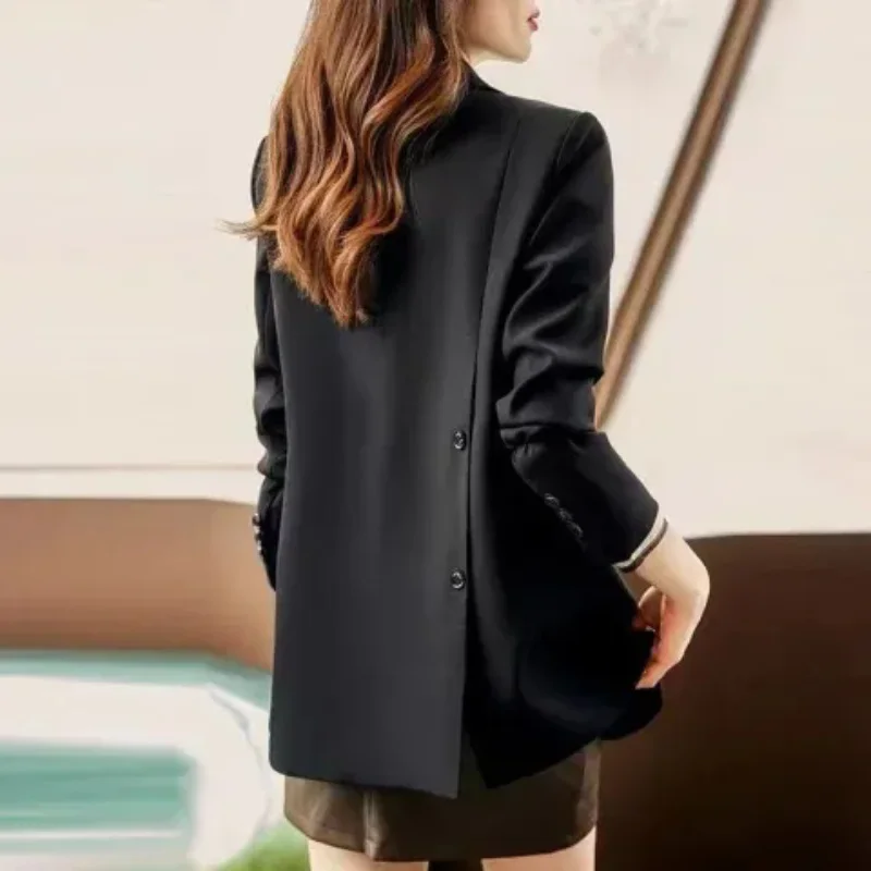 

Elegant Women's Small Suit Jacket Long Sleeve Polyester Business Shirt Commute Style Pure Color Career Women's Outerwear