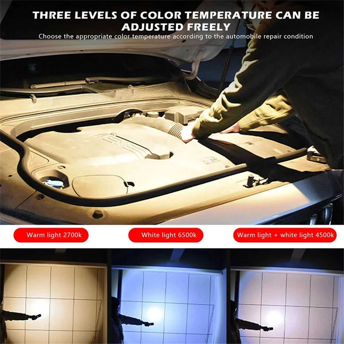 Car Detailing Tools Car Paint Finish Lamp 500LM 2000mAh Scan Swirl Magnetic Grip Multifunction Auto Repair Working Light