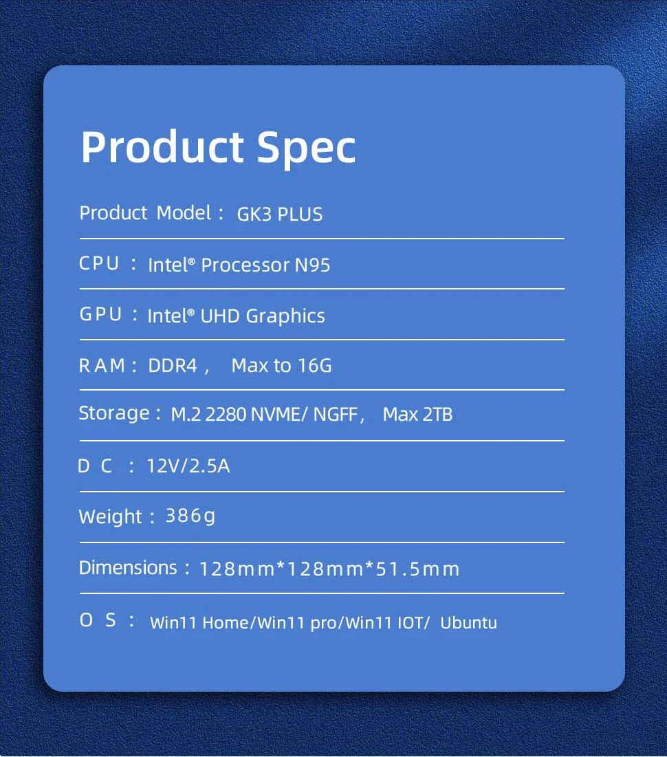 SZBOX GK3V Plus كمبيوتر صغير Intel N97/N95 M.2 2280 NVME WIFI6 BT5.2 Win11 دعم 8K HD عرض سطح المكتب مكتب ألعاب الكمبيوتر