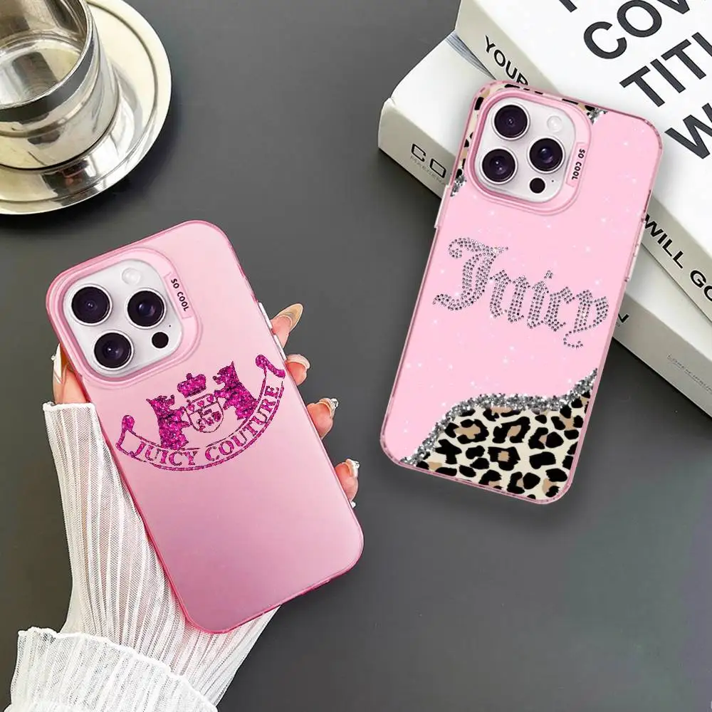 Чехол для телефона Juicy Couture-e для iPhone 16,15,14,13,12,11, Mini, Pro,MAX, розовый матовый противоударный чехол