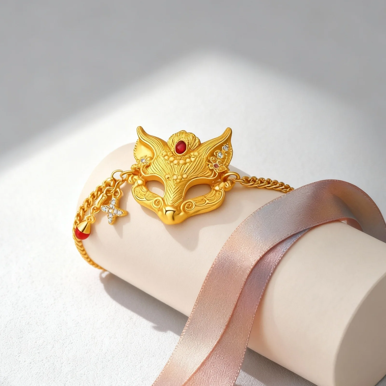 

Vnox 24k Gold Plated Cute Fox Small Mask Bracelet for Women Girls, Zirconia Cross Charms Bracelet Best Jewelry Gifts