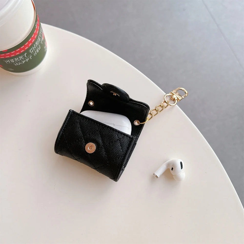 Fashion Leather Wireless Bluetooth Headset Protective Shell For AirPods 4 2 3 Pro 2 With Keychain Easy Carrying Men And Women