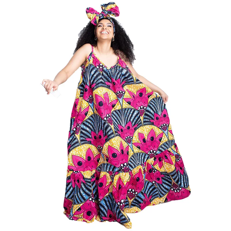 L-4XL 2023 Lente Zomer Vrouwen Kleding Plus Size Jurken Casual Printing Halter Temperament Losse Split Backless Maxi Jurk