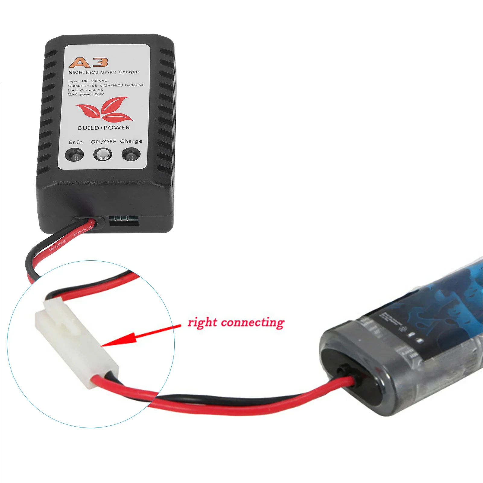 20W Smart Battery Charger with LED Indicator for 6V 7.2V 8.4V 9.6V NiMH NiCd Cell Pack AC 110‑240V US Plug