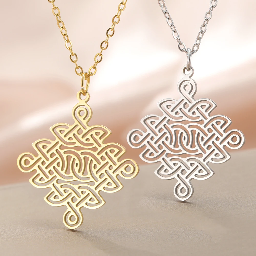 داوابارا إنفينيتي سلتكس عقدة قلادة الأيرلندية حسن الحظ تميمة الهندسة المقدسة مجوهرات من صلب لا يصدأ هدية السنة الجديدة #1