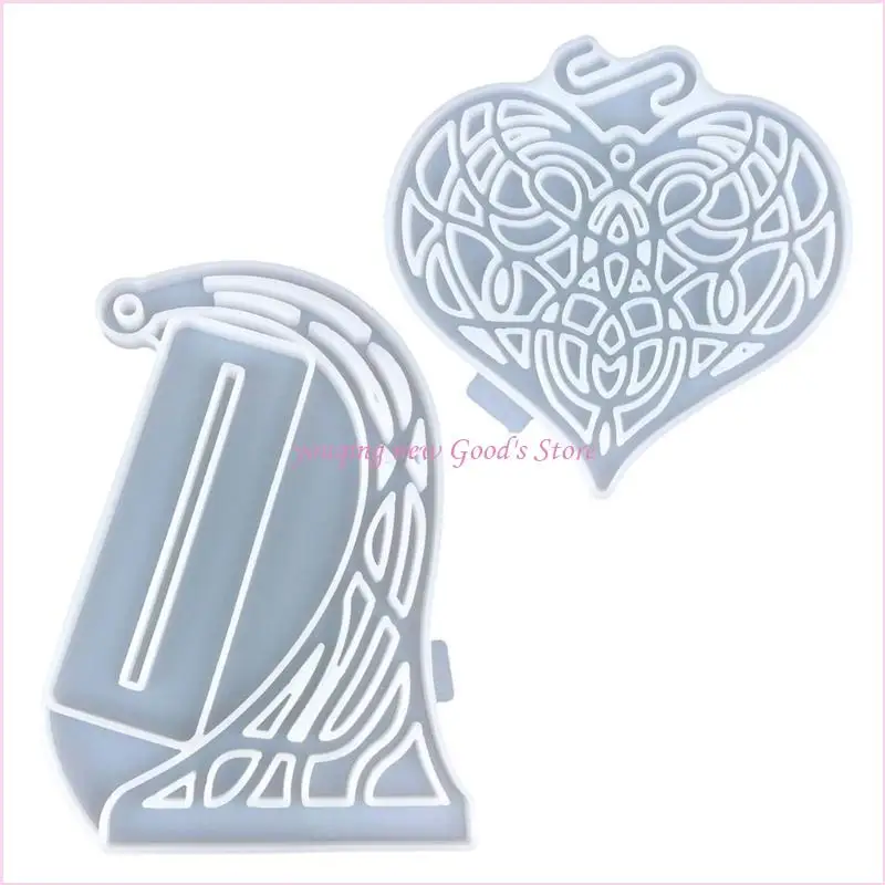 

57QA Hollow Heart Silicone Mould Hangings Resin Ornament Casting Molds Handmade Craft
