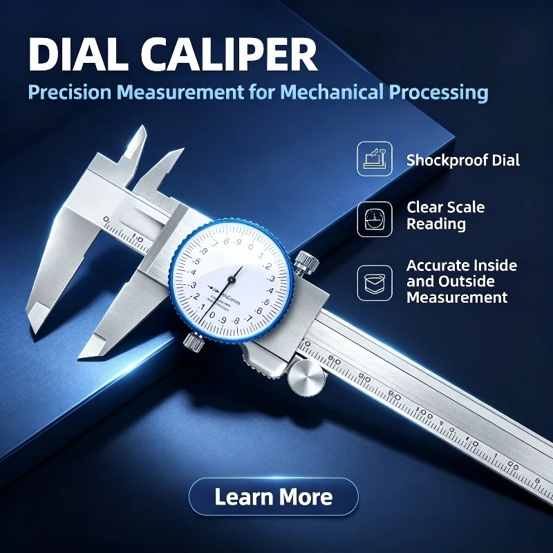 High Precision Stainless Steel Dial Caliper 150-300mm Industrial Vernier Gauge ±0.02 Accuracy 0.02 Indexing Measurement Tool