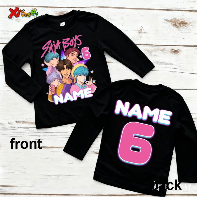Kpop Saja بنين عيد ميلاد فتاة قميص 7th عيد ميلاد الزي تي شيرت الاطفال مطابقة وتتسابق عيد ميلاد الفتيان تي شيرت الفتيات قمصان 6th 5th
