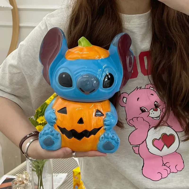 Disney\'S New Stitch Pumpkin Ceramic Cute Storage Can Cartoon Candy Can Home Storage Can Home Decoration Gift For Boys And Girls