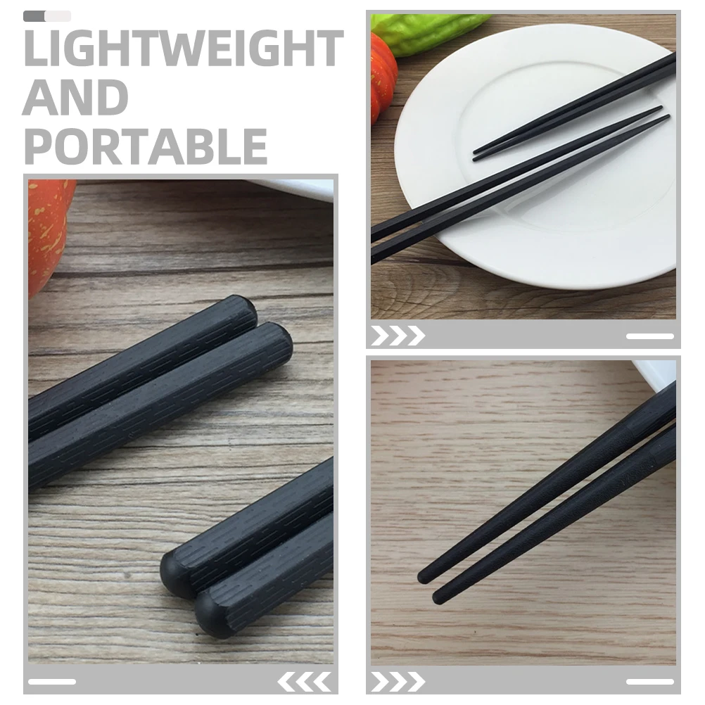 

5 Pairs Hexagonal Chopsticks Reusable Household Dinner Wedding Food Japanese Style for Home Black Cooking