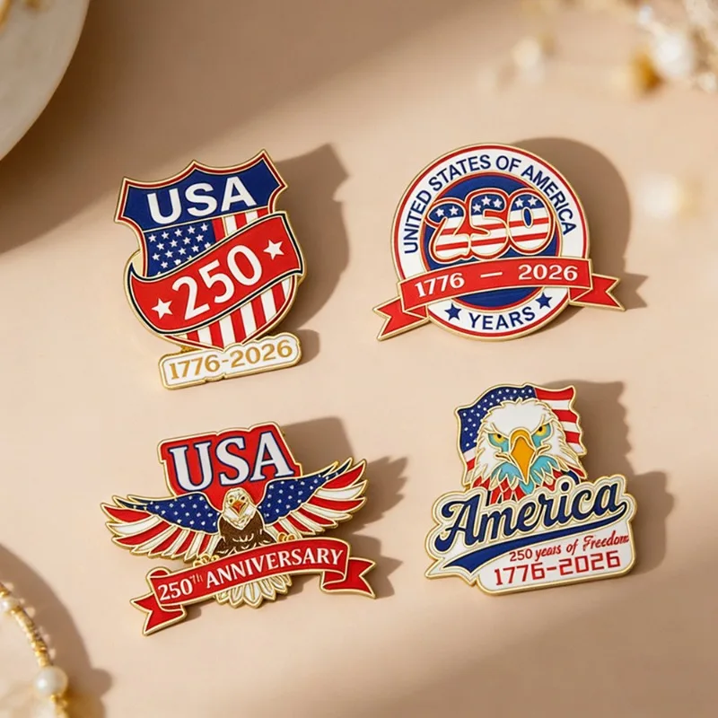New 250th USA Independence Day Brooch Metal Pin Badge Patriotic DIY Clothes Bags Shoes Hat Scarf T-shirt Jeans Accessories
